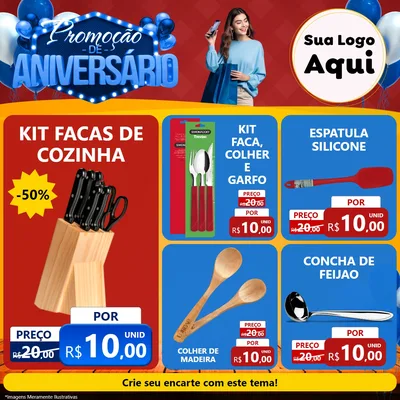 Modelo de Rede Social para Feed Facebook com o tema Promoção de Aniversário para Utilidades Domésticas