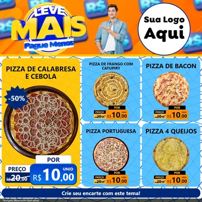 Modelo de Rede Social para Feed Facebook com o tema Leve Mais, Pague Menos para Pizzaria