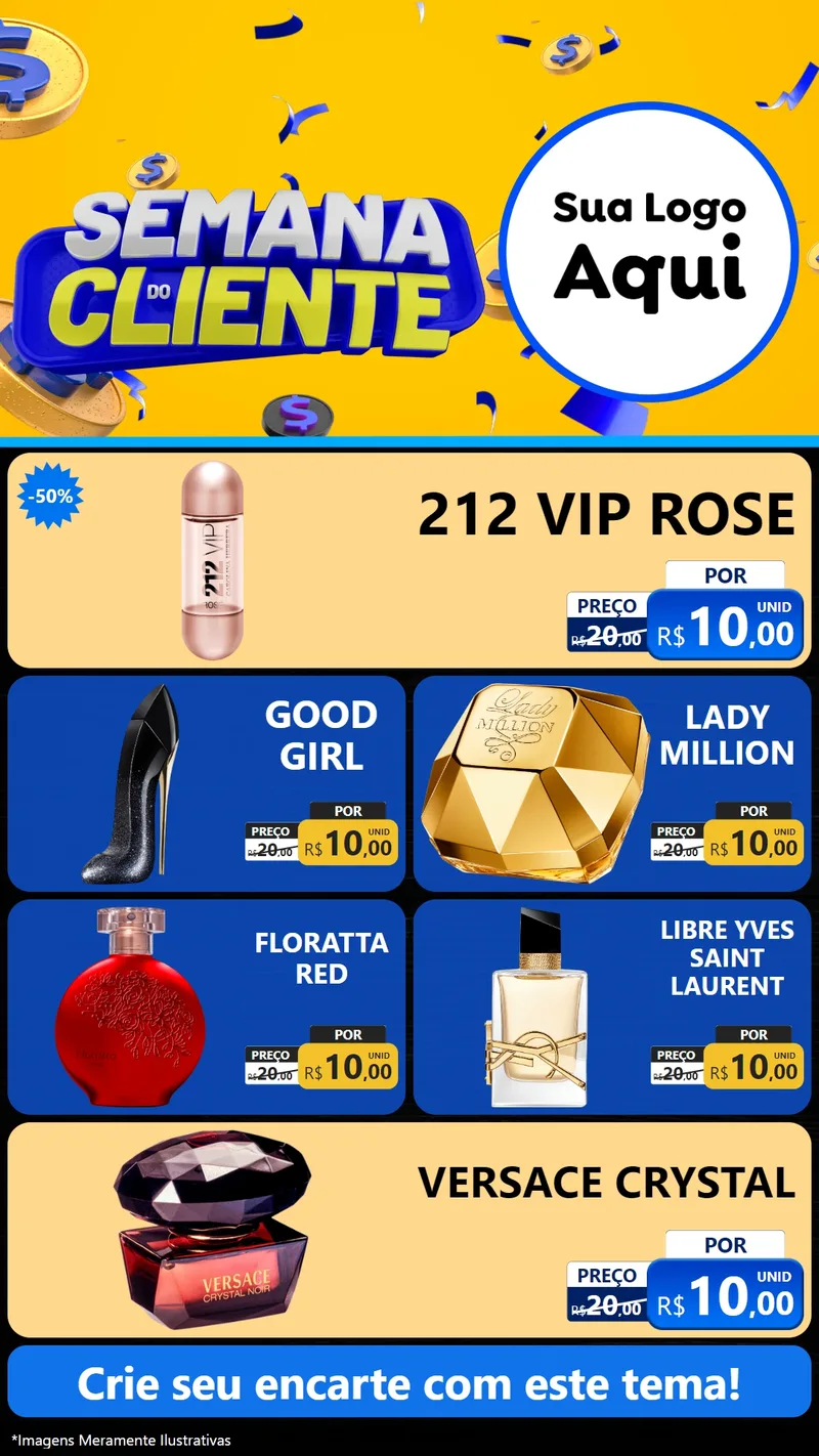 Modelo de TV para TV Vertical com o tema Semana do Cliente para Perfumes