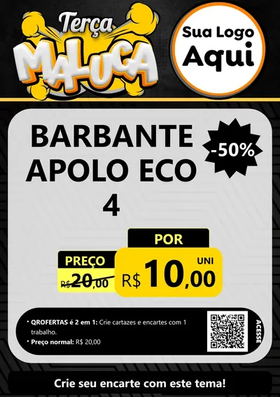 Modelo de Cartaz para Cartaz A4 Vertical com o tema Terça Maluca para Armarinho e Aviamentos