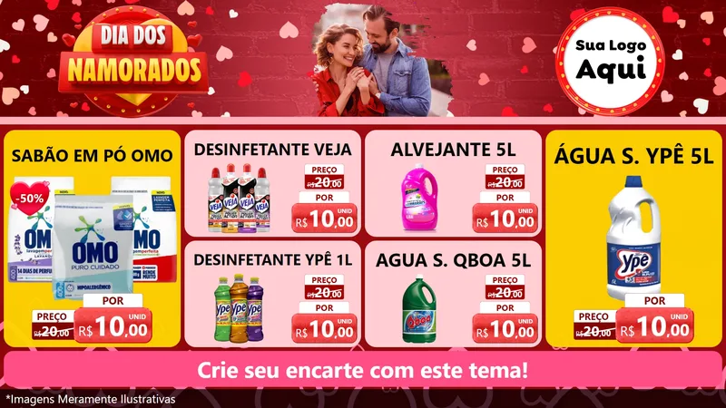 Modelo de TV para TV Horizontal com o tema Dia Dos Namorados para Produtos de Limpeza