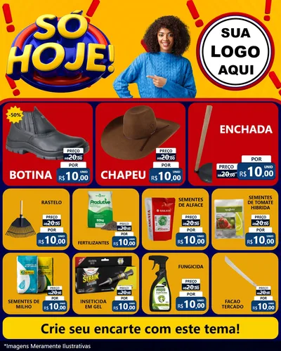 Modelo de Rede Social para Feed Instagram com o tema Só Hoje! para Agropecuária