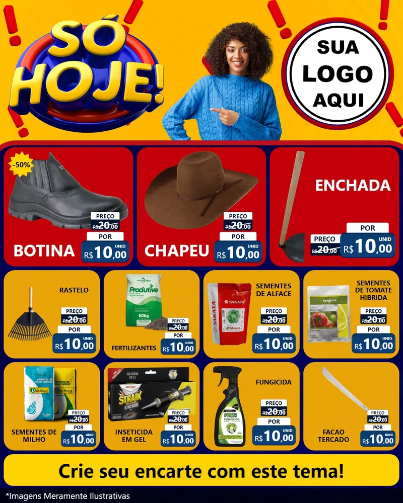 Modelo de Rede Social para Feed Instagram com o tema Só Hoje! para Agropecuária