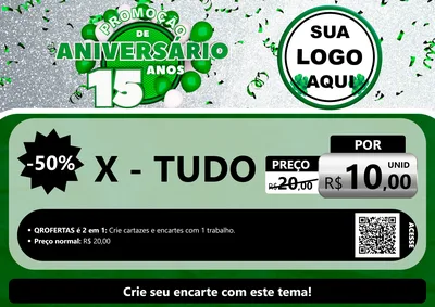 Modelo de Cartaz para Cartaz A4 Horizontal com o tema Promoção de Aniversário - 15 Anos para Hamburgueria