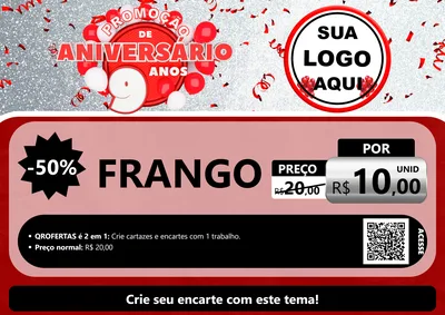 Modelo de Cartaz para Cartaz A4 Horizontal com o tema Promoção de Aniversário - 9 Anos para Assados