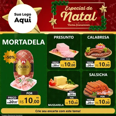Modelo de Rede Social para Feed Facebook com o tema Especial de Natal para Frios e Laticínios