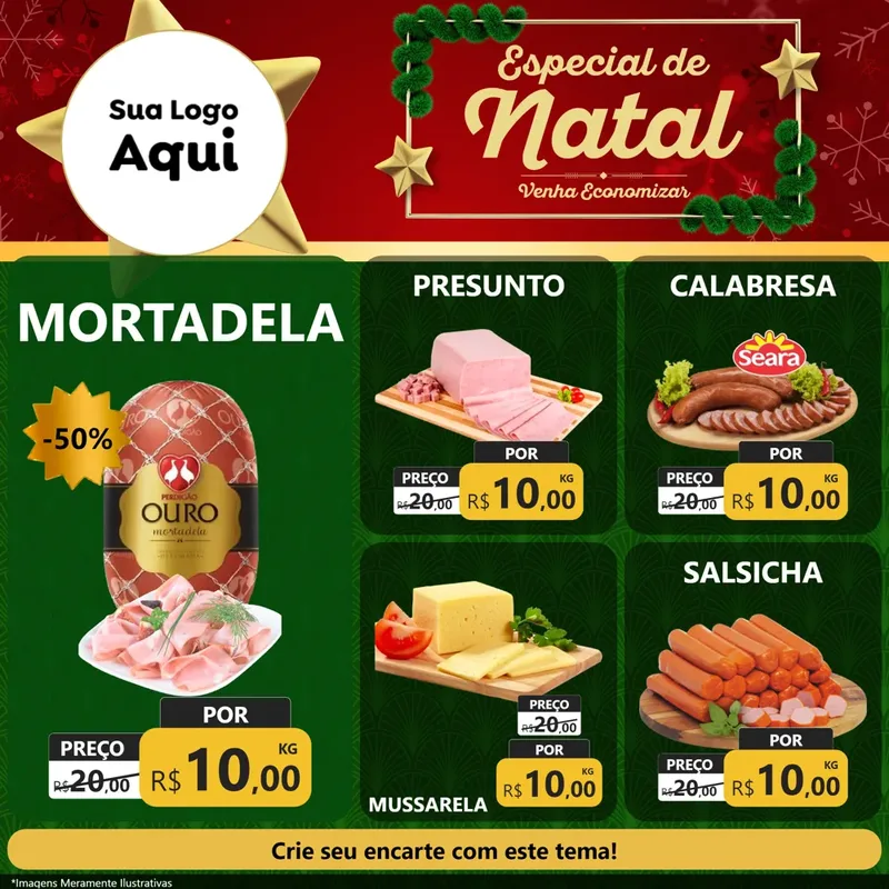 Modelo de Rede Social para Feed Facebook com o tema Especial de Natal para Frios e Laticínios