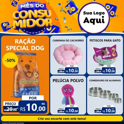 Modelo de Rede Social para Feed Facebook com o tema Mês do Consumidor para Pet Shop