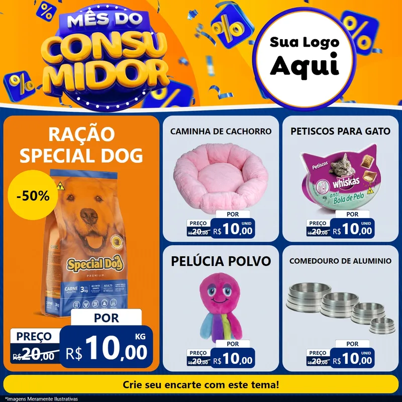 Modelo de Rede Social para Feed Facebook com o tema Mês do Consumidor para Pet Shop