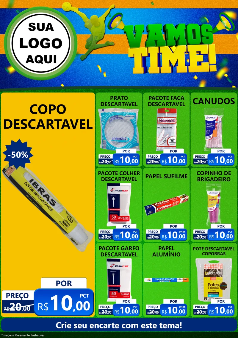 Modelo de Encarte para Encarte A4 Vertical com o tema Vamos Time! para Embalagens