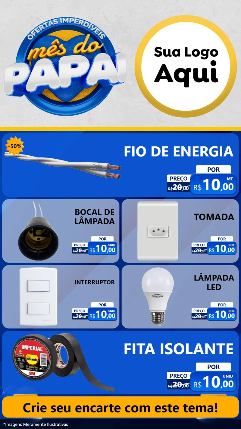 Modelo de TV para TV Vertical com o tema Ofertas Imperdíveis Mês Do Papai para Materiais Elétricos