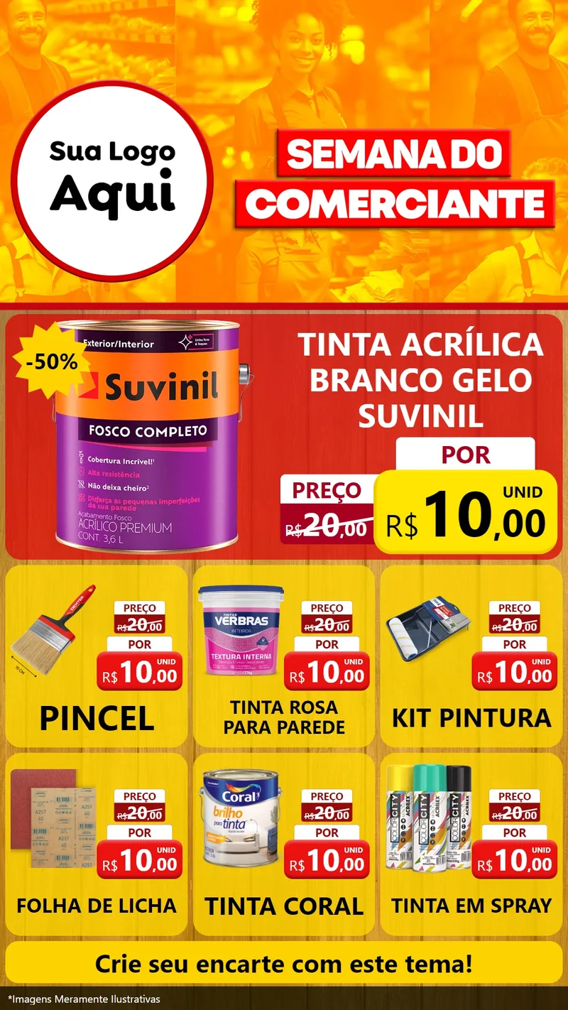 Modelo de Rede Social para Stories com o tema Semana do Comerciante para Tintas e Ferramentas
