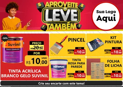 Modelo de Encarte para Encarte A4 Horizontal com o tema Aproveite e Leve Também para Tintas e Ferramentas
