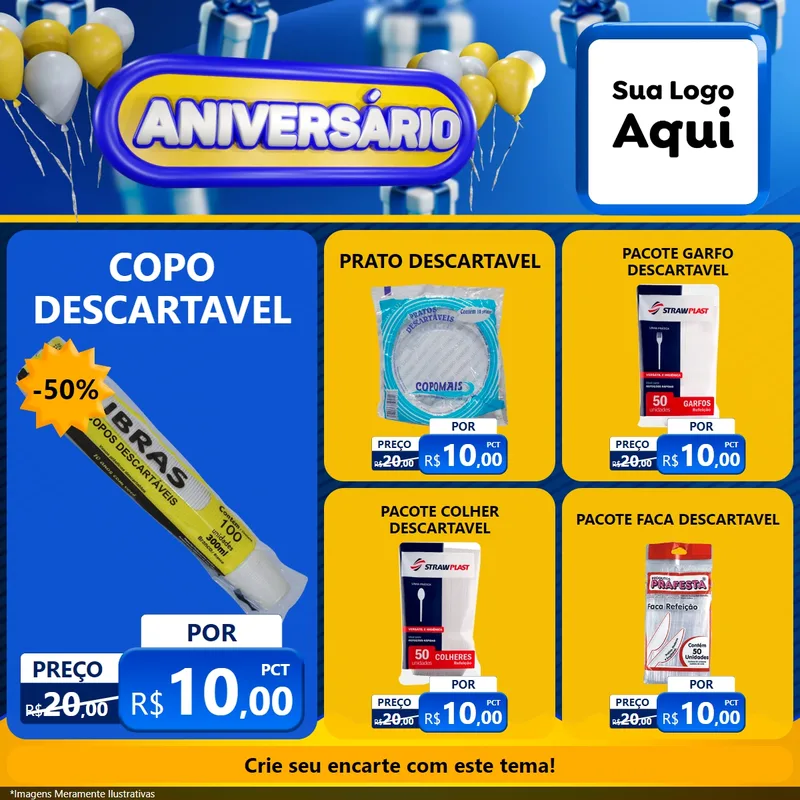 Modelo de Rede Social para Feed Facebook com o tema Aniversário para Embalagens
