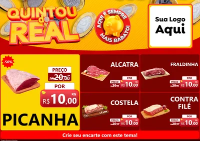 Modelo de Encarte para Encarte A4 Horizontal com o tema Quintou do Real para Açougue