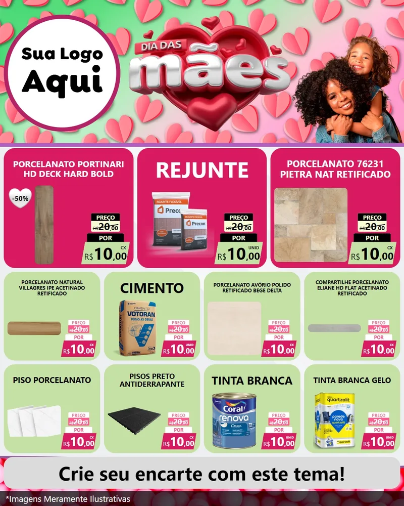 Modelo de Rede Social para Feed Instagram com o tema Dia das Mães para Pisos e revestimentos
