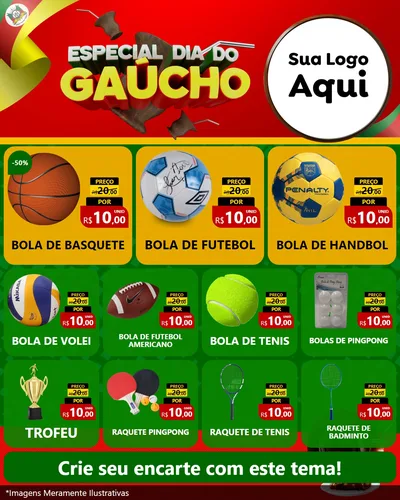 Modelo de Rede Social para Feed Instagram com o tema Especial Dia do Gaúcho para Artigos Esportivos