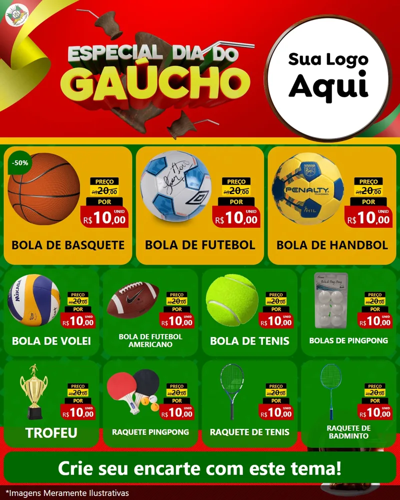 Modelo de Rede Social para Feed Instagram com o tema Especial Dia do Gaúcho para Artigos Esportivos