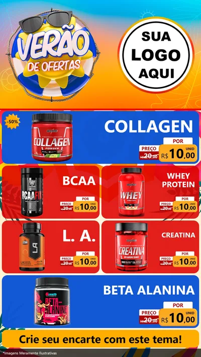 Modelo de TV para TV Vertical com o tema Verão de Ofertas para Suplementos alimentares