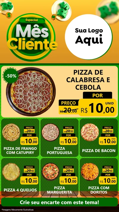 Modelo de Rede Social para Stories com o tema Especial Mês do Cliente para Pizzaria