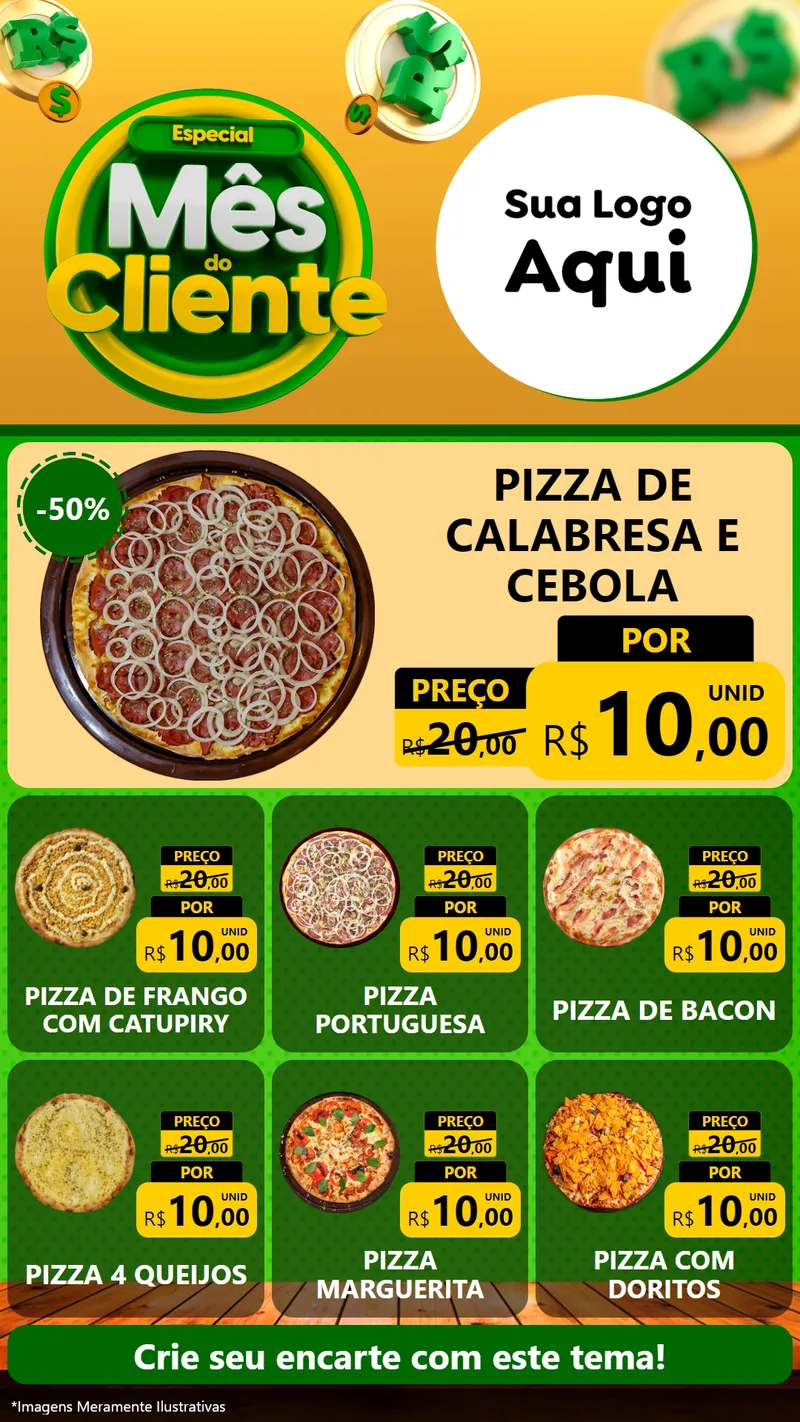 Modelo de Rede Social para Stories com o tema Especial Mês do Cliente para Pizzaria