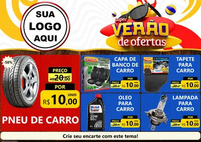 Modelo de Encarte para Encarte A4 Horizontal com o tema Super Verão de Ofertas para Auto peças