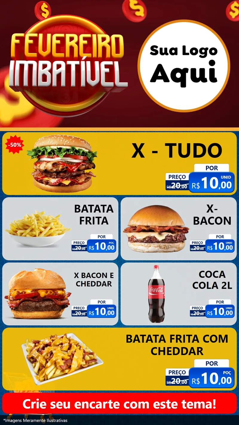 Modelo de TV para TV Vertical com o tema Fevereiro Imbatível para Hamburgueria