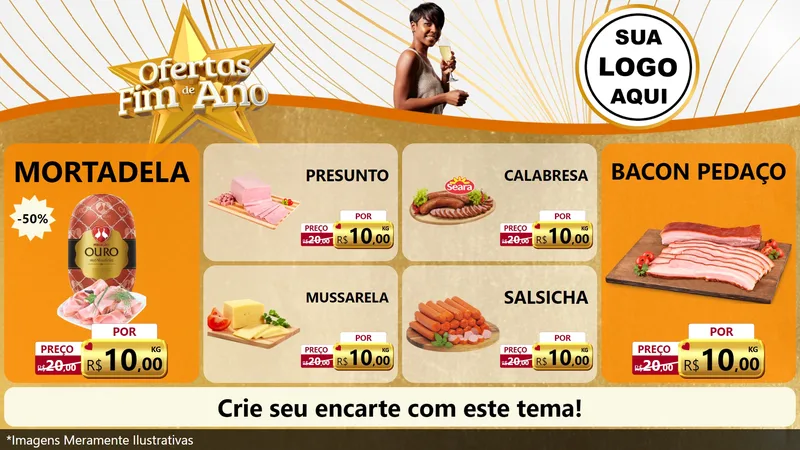 Modelo de TV para TV Horizontal com o tema Ofertas Fim de Ano para Frios e Laticínios