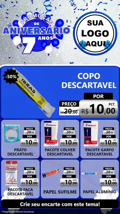 Modelo de Rede Social para Stories com o tema Promoção de Aniversário - 7 Anos para Embalagens