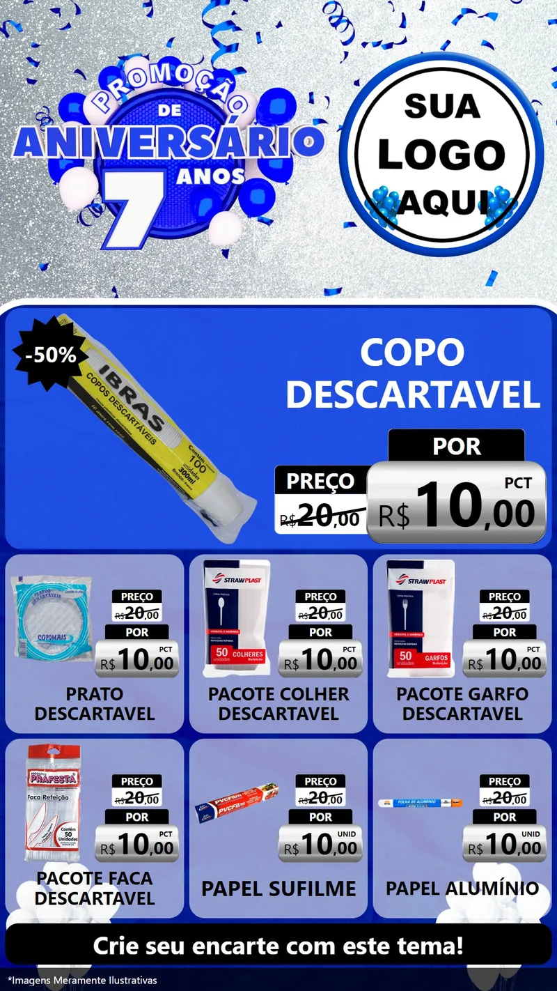 Modelo de Rede Social para Stories com o tema Promoção de Aniversário - 7 Anos para Embalagens