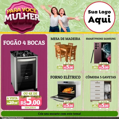 Modelo de Rede Social para Feed Facebook com o tema Para Você Mulher para Móveis e Eletro