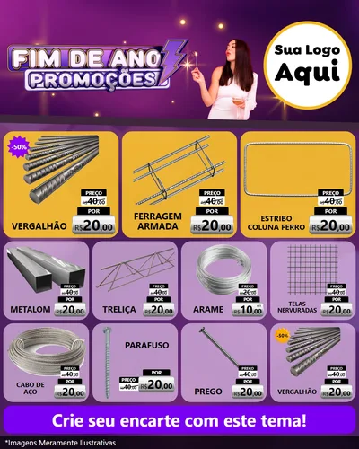 Modelo de Rede Social para Feed Instagram com o tema Fim de Ano Promoções para Ferragens
