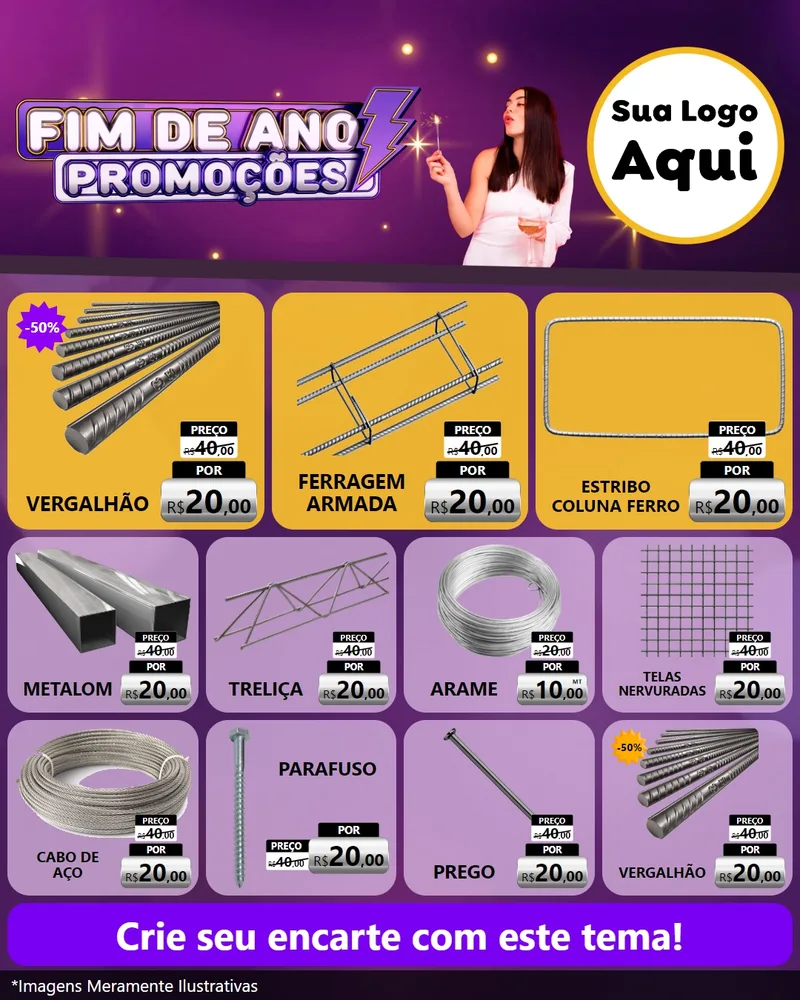 Modelo de Rede Social para Feed Instagram com o tema Fim de Ano Promoções para Ferragens