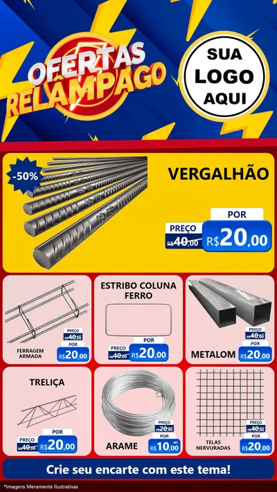 Modelo de Rede Social para Stories com o tema Ofertas Relâmpago para Ferragens