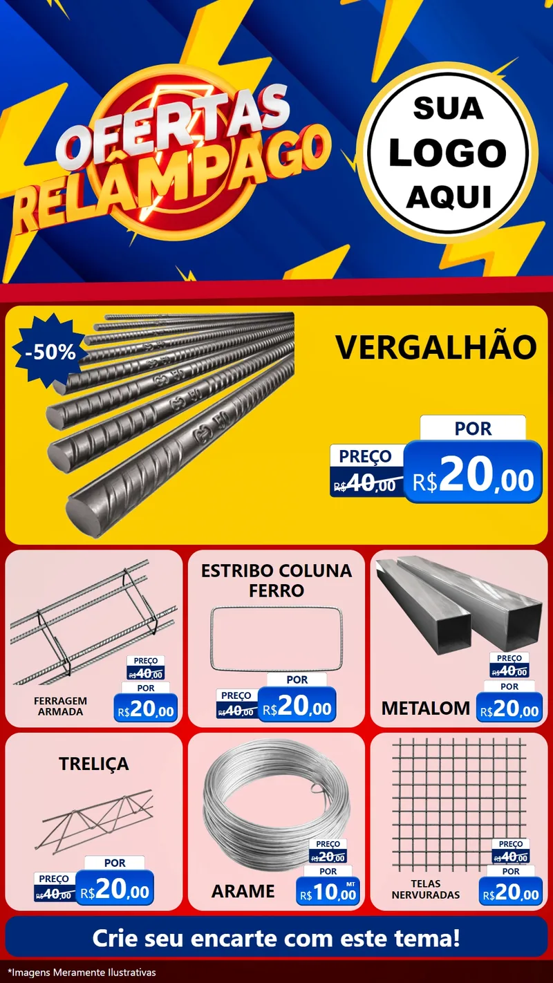 Modelo de Rede Social para Stories com o tema Ofertas Relâmpago para Ferragens