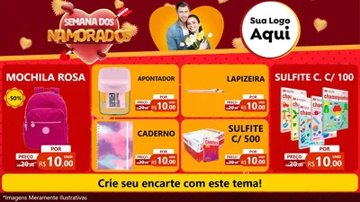 Modelo de TV para TV Horizontal com o tema Semana dos Namorados para Papelaria
