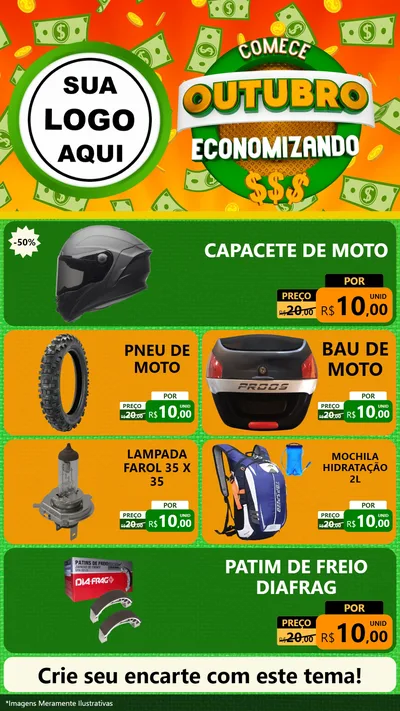 Modelo de TV para TV Vertical com o tema Comece Outubro Economizando para Moto peças