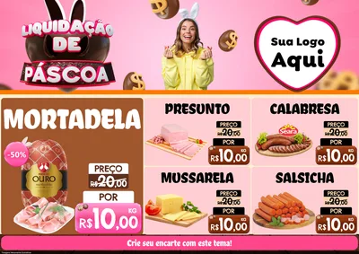 Modelo de Encarte para Encarte A4 Horizontal com o tema Liquidação de Páscoa para Frios e Laticínios