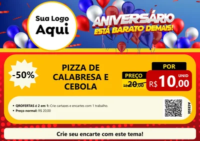 Modelo de Cartaz para Cartaz A4 Horizontal com o tema Aniversário para Pizzaria