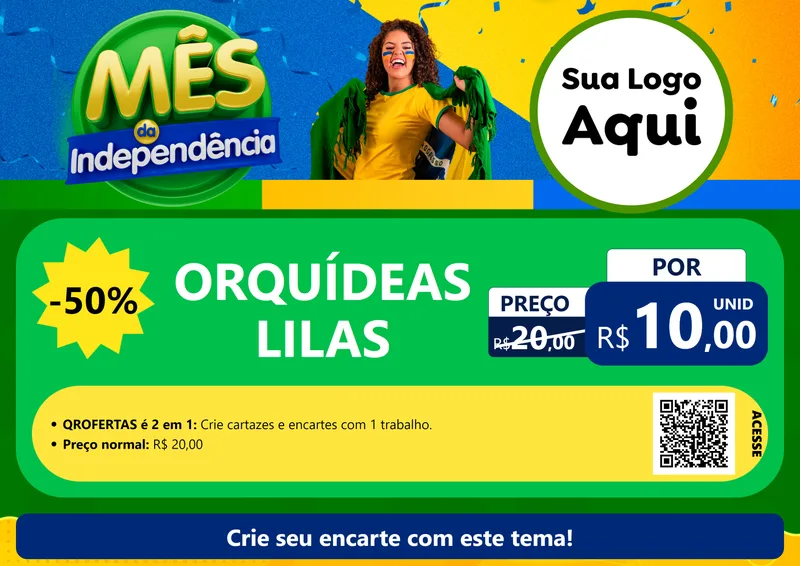 Modelo de Cartaz para Cartaz A4 Horizontal com o tema Mês da Independência para Floricultura e jardim
