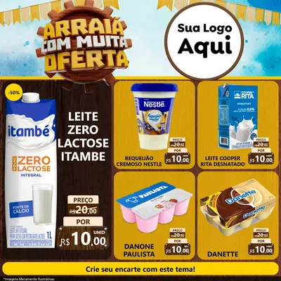 Modelo de Rede Social para Feed Facebook com o tema Ofertas de São João - Junina para Frios e Laticínios