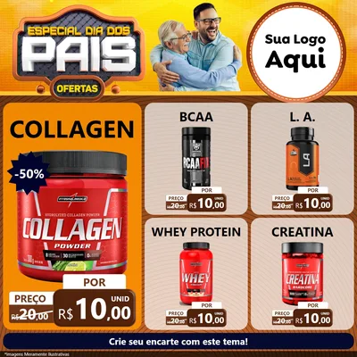 Modelo de Rede Social para Feed Facebook com o tema Especial Dia dos Pais para Suplementos alimentares