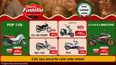 Modelo de TV para TV Horizontal com o tema Alegria Em Família - Super Ofertas para Concessionaria de Motos