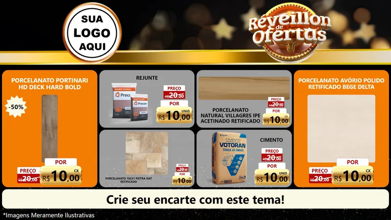 Modelo de TV para TV Horizontal com o tema Réveillon de Ofertas para Pisos e revestimentos
