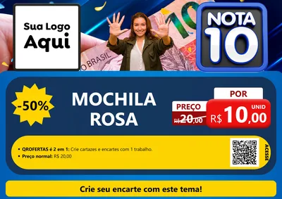 Modelo de Cartaz para Cartaz A4 Horizontal com o tema Nota 10 para Papelaria