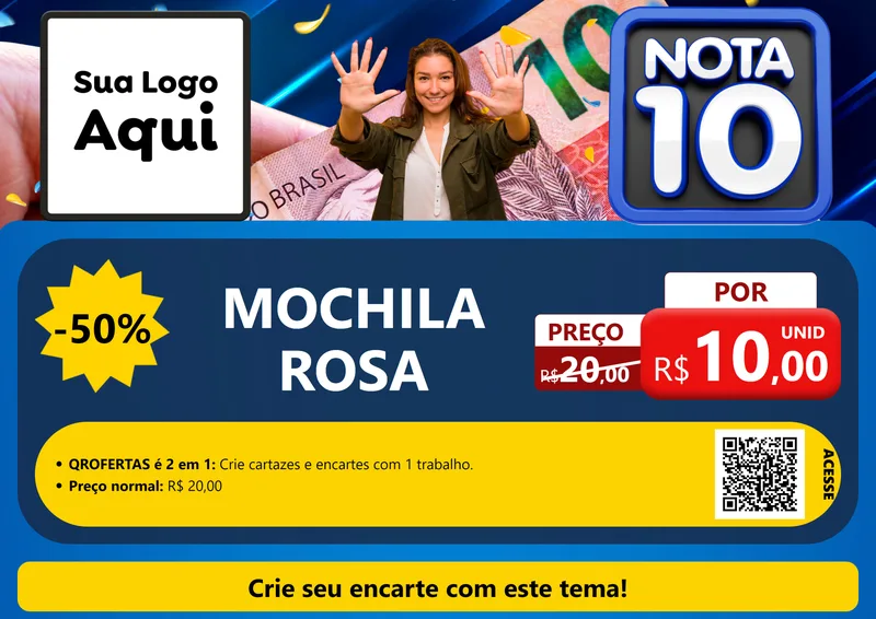 Modelo de Cartaz para Cartaz A4 Horizontal com o tema Nota 10 para Papelaria