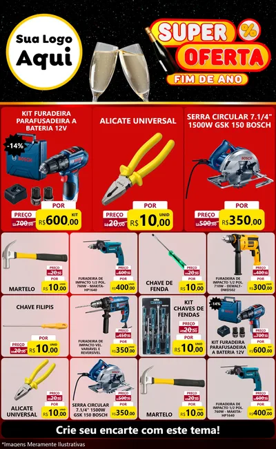 Modelo de Encarte para Encarte Grande com o tema Super Oferta Fim de Ano para Maquinas e Ferramentas