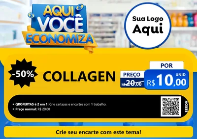 Modelo de Cartaz para Cartaz A4 Horizontal com o tema Aqui Você Economiza para Suplementos alimentares