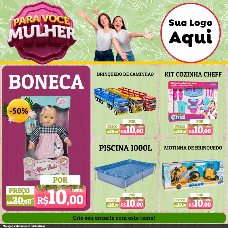 Modelo de Rede Social para Feed Facebook com o tema Para Você Mulher para Brinquedos