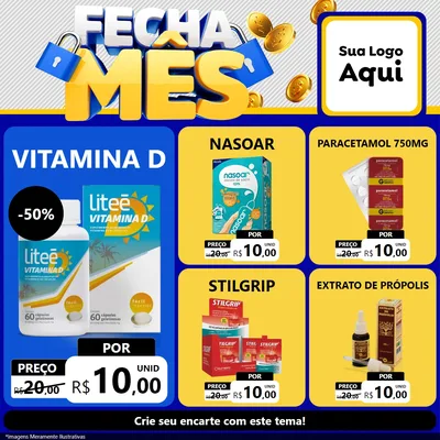 Modelo de Rede Social para Feed Facebook com o tema Fecha Mês para Farmácia